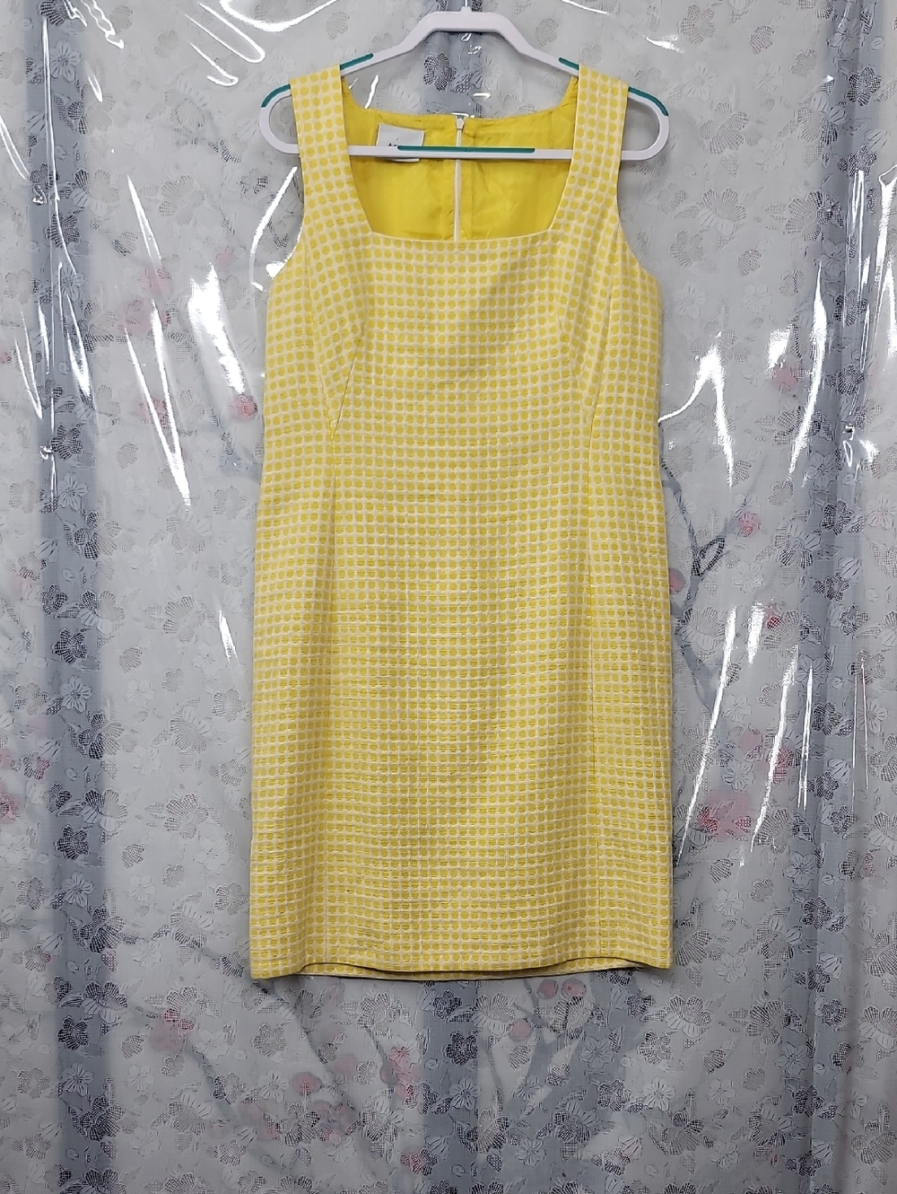 Akris Punto Yellow Tweed Sheath Dress Size 8